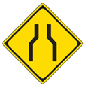 Road Narrows Sign